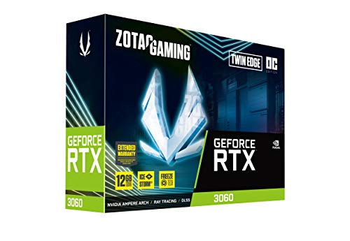 ZOTAC Gaming GeForce RTX 3060 Twin Edge OC 12GB GDDR6 192-bit 15 Gbps PCIE 4.0 Gaming Graphics Card, IceStorm 2.0 Cooling, Active Fan Control, Freeze Fan Stop ZT-A30600H-10M ZOTAC Gaming GeForce RTX 3060 Twin Edge OC 12GB GDDR6 192-bit 15 Gbps PCIE 4.0 Gaming Graphics Card, IceStorm 2.0 Cooling, Active Fan Control, Freeze Fan Stop ZT-A30600H-10M